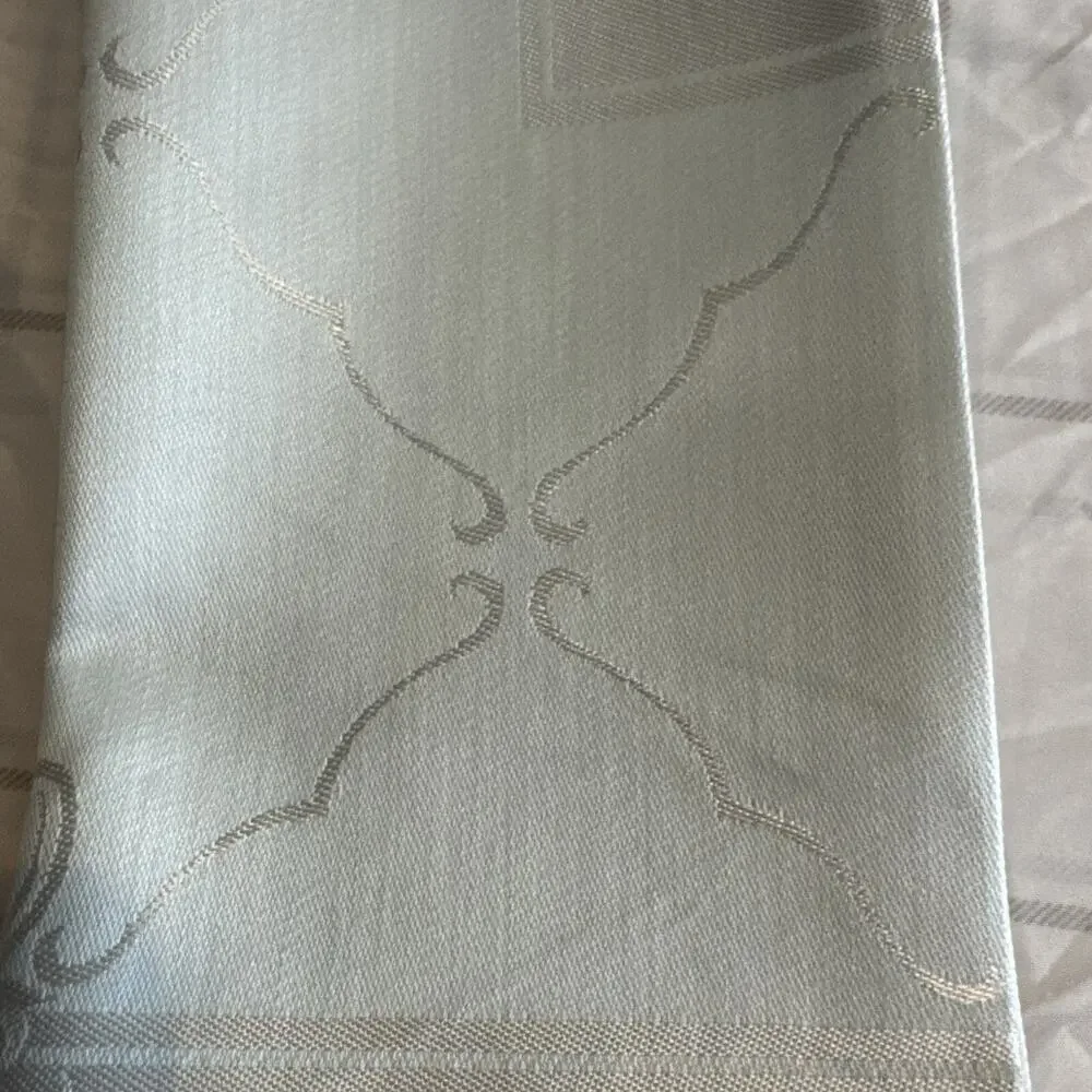 6 - Light Green Mint Silver Design Floral Cloth Dinner Party Napkins 18”x18”